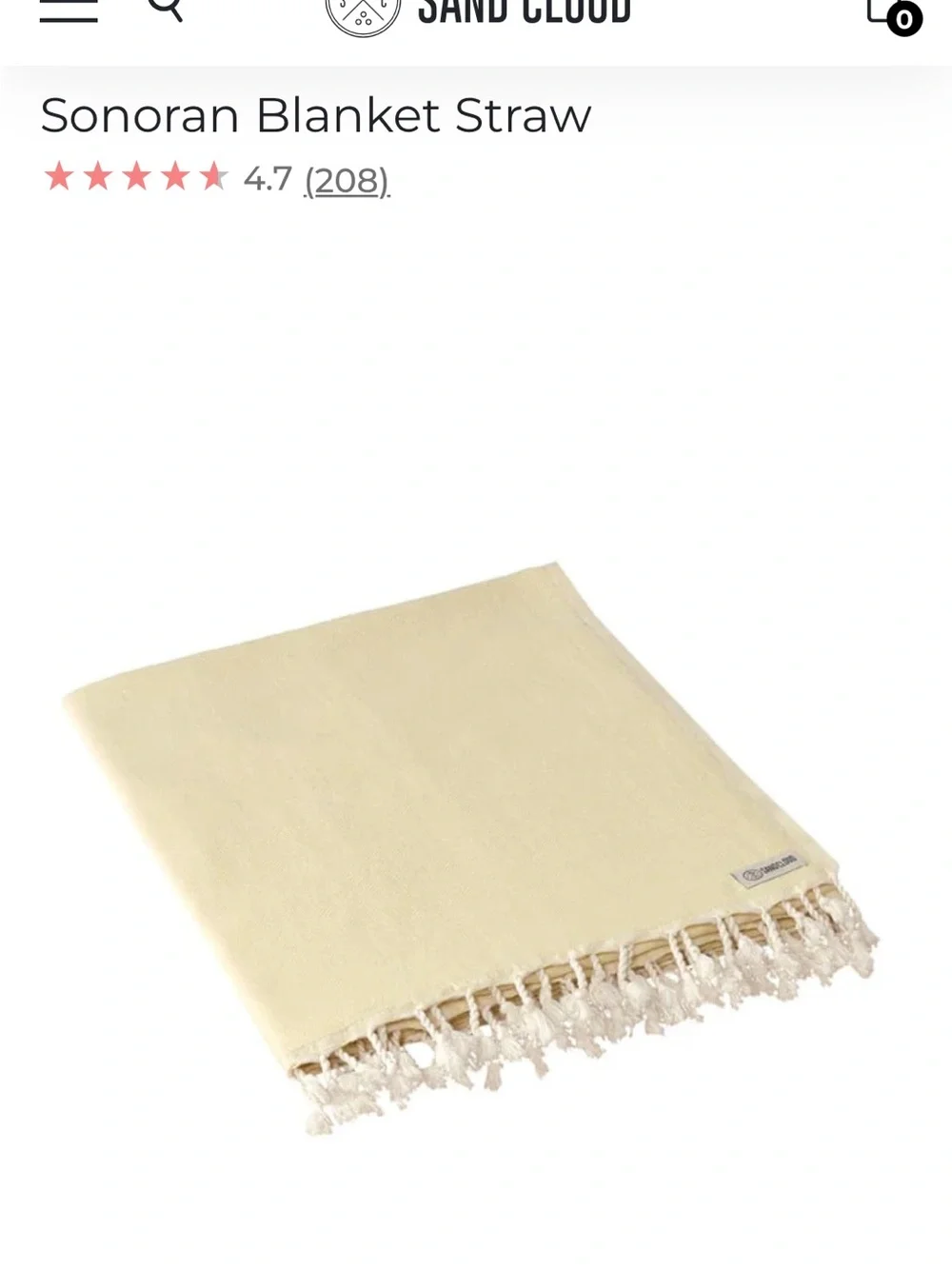 SandCloud Cream Straw Turkish-Style Throw Blanket 100% organic cotton large size